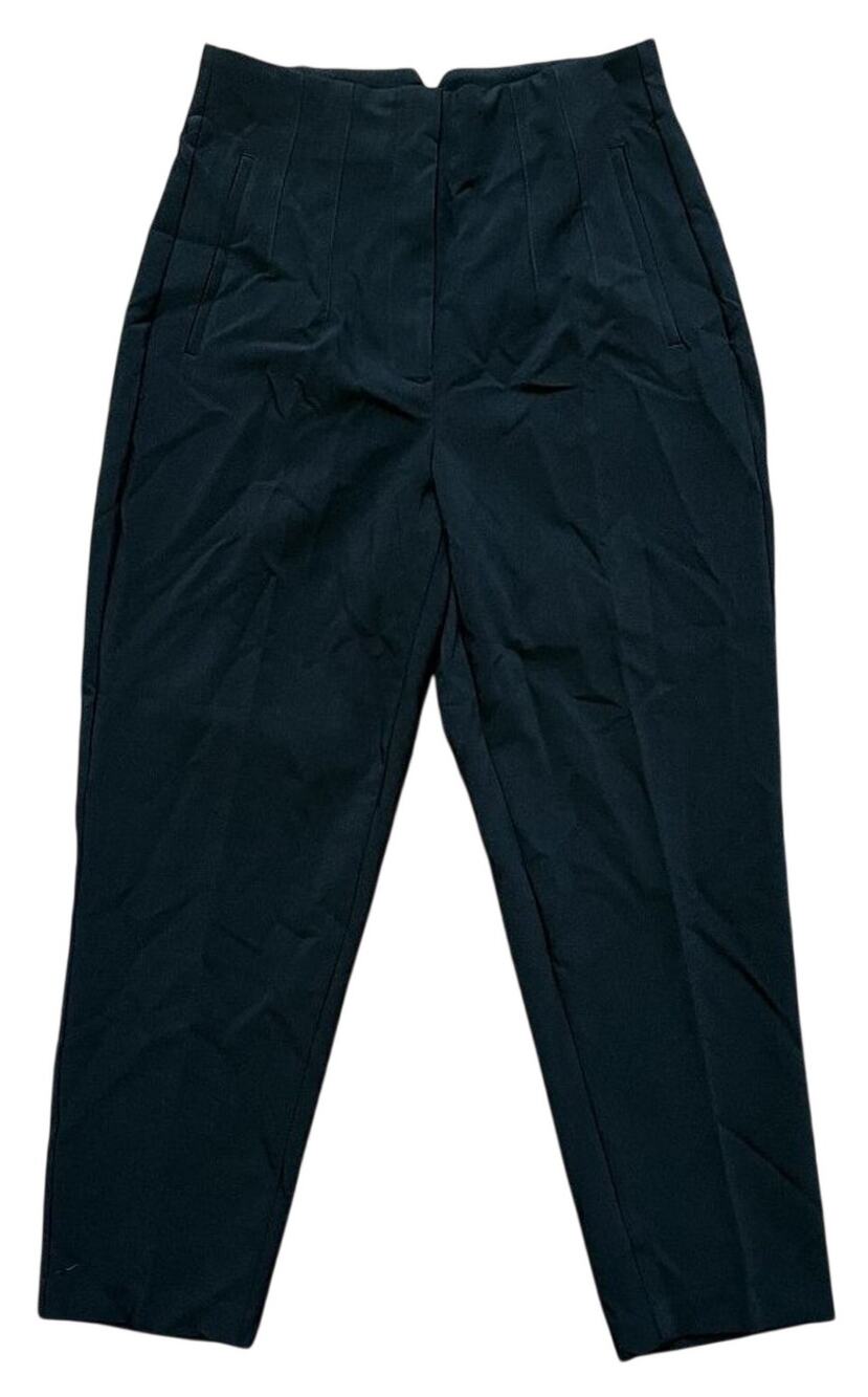 ZARA High Rise Tapered Cropped Trouser Pants in Black SZ S